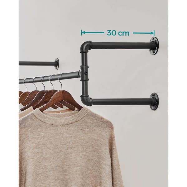 Rootz 2 stykker væg tøjstænger sæt - hængende skinner - tøjarrangører - 60 kg belastningskapacitet - 110 cm x 30 cm x 29,3 cm