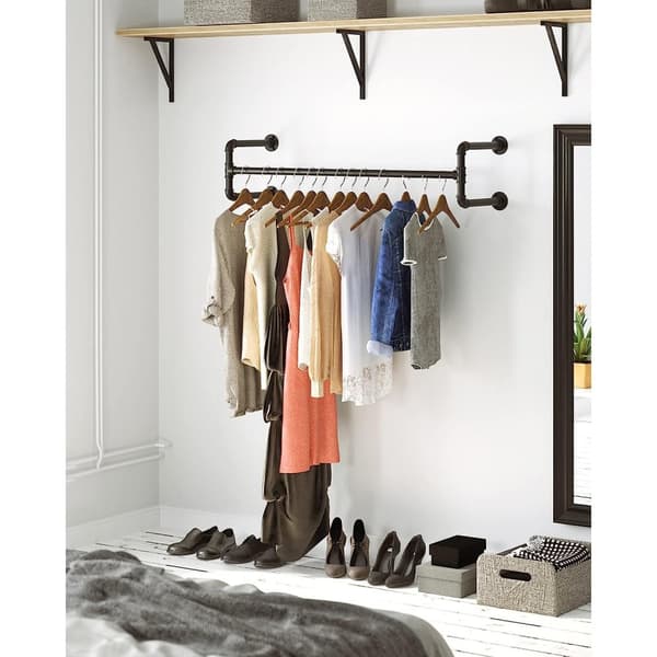 Rootz 2 stykker væg tøjstænger sæt - hængende skinner - tøjarrangører - 60 kg belastningskapacitet - 110 cm x 30 cm x 29,3 cm