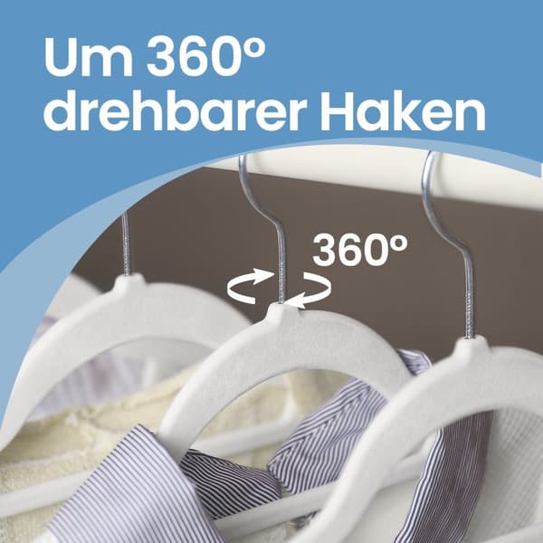 Rootz 50 Piece Velvet Hanger Set - Wing Hangers - Klädarrangörer - Maximera garderoben - 45 cm x 0,6 cm x 23,5 cm