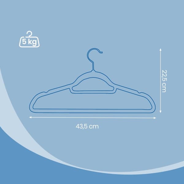 Rootz 50 Piece Velvet Hanger Set - Wing Hangers - Klädarrangörer - Maximera garderoben - 45 cm x 0,6 cm x 23,5 cm