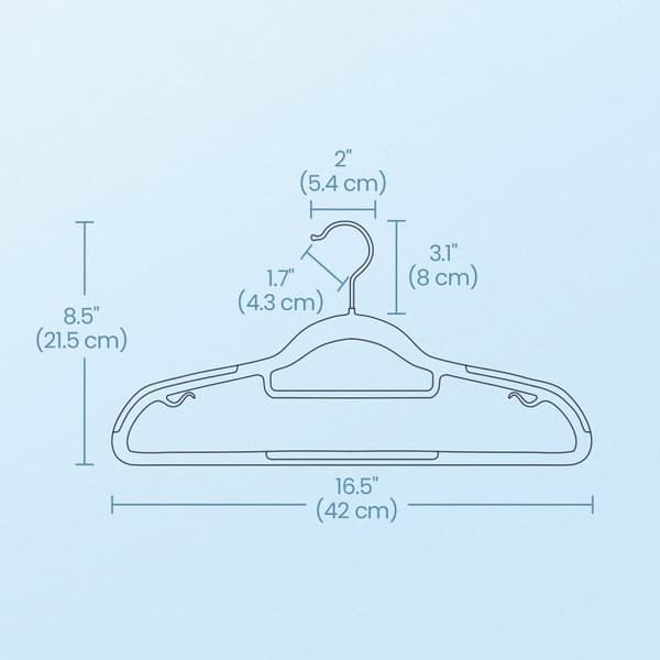 ROOTZ 50 Piece Set Wing Hanger - Plastik tøjophæng - beklædningsbjælker - Foldfri - 42 cm x 0,6 cm x 21,5 cm hver