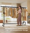 Miniatyrbillede 2 af 5: Rootz Justerbart tøjstativ - Beklædningsstativ - Rolling Rack - Max Load 110 kg - 45 x (160-200) x 162,9 cm - Sort