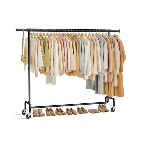 Rootz Justerbart tøjstativ - Beklædningsstativ - Rolling Rack - Max Load 110 kg - 45 x (160-200) x 162,9 cm - Sort