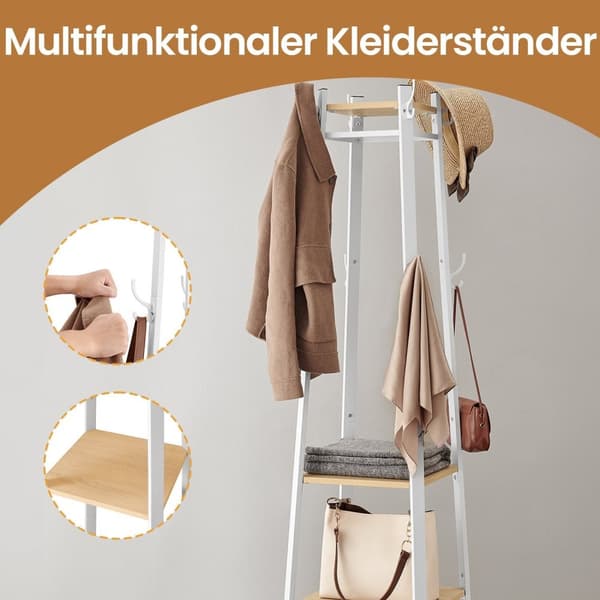 Rootz garderobstativ - klädställ - garderob med hyllor - rymdbesparande design - 43 cm x 43 cm x 180 cm