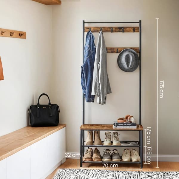 Rootz garderob Stand - Klädstativ - Pälsstativ - Space -Saving Design - 70 x 175 x 32 cm