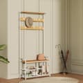 Miniatyrbillede 2 af 5: ROOTZ CLOKAKOOM STAND - Tøjstativ - 9 Hooks - Rumbesparende design - 30 cm x 85 cm x 180,5 cm - eg farve hvid
