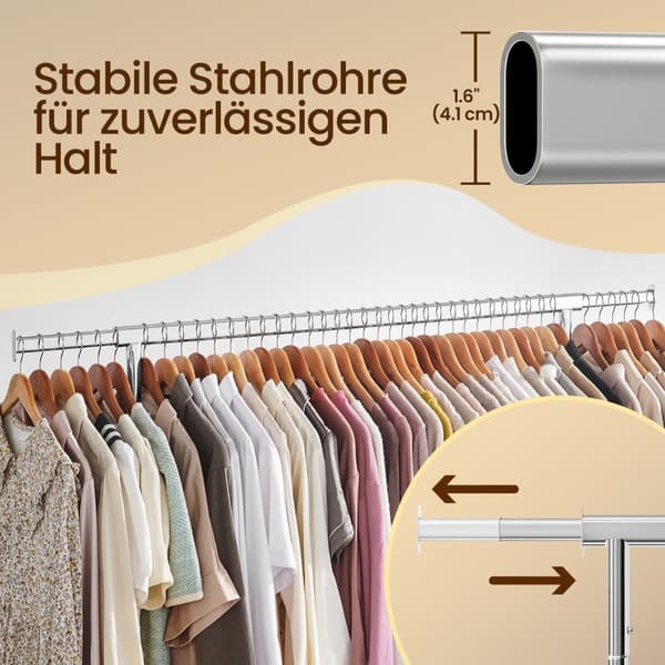 Rootz tøjstativ på ruller - Cloakroom Stand - Pull -out tøjskinne - Krombelagt holdbarhed - 110-150 x 160 x 45 cm