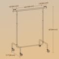 Miniatyrbillede 5 af 5: Rootz tøjstativ på ruller - Cloakroom Stand - Pull -out tøjskinne - Krombelagt holdbarhed - 110-150 x 160 x 45 cm