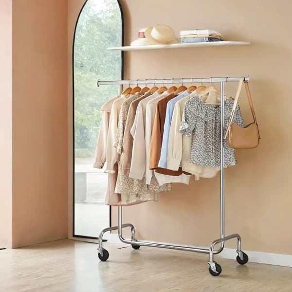 Rootz tøjstativ på ruller - Cloakroom Stand - Pull -out tøjskinne - Krombelagt holdbarhed - 110-150 x 160 x 45 cm
