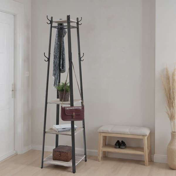 ROOTZ CLOAKLOOM STAND - Tøjstativ - 4 -hylde garderobe - holdbar indendørs opbevaring - 43 x 43 x 180 cm