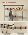 Miniatyrbillede 4 af 6: Rootz Cloadroom Stand med 9 aftagelige kroge - frakke rack - hat stativ - holdbart spånplade og stål - 33,7 cm x 72 cm x 183 cm