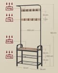 Miniatyrbillede 6 af 6: Rootz Cloadroom Stand med 9 aftagelige kroge - frakke rack - hat stativ - holdbart spånplade og stål - 33,7 cm x 72 cm x 183 cm