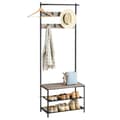 Miniatyrbild 1 av 6: Rootz garderob Stand med skobänk - Klädställ - Coat Organizer - Easy Montering - 32,2 x 64 x 180 cm - Brown -Black