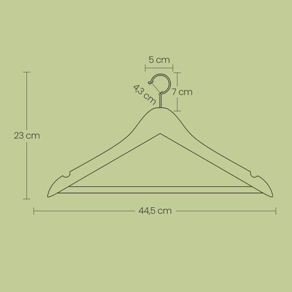 Rootz tøjbøjle sæt - tøjholder - solide træophæng - robust design - 44,5 x 23 x 1,2 cm - 50s sæt - Maple træ