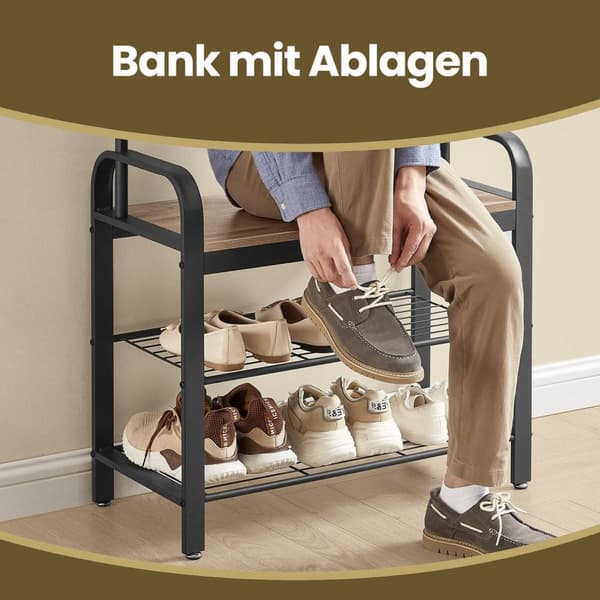 ROOTZ CLOAKLOOM STAND & SHOE BENCH - Garderobe Rack - Entryway Organizer - Rumbesparende design - 33,7 cm x 72 cm x 183 cm