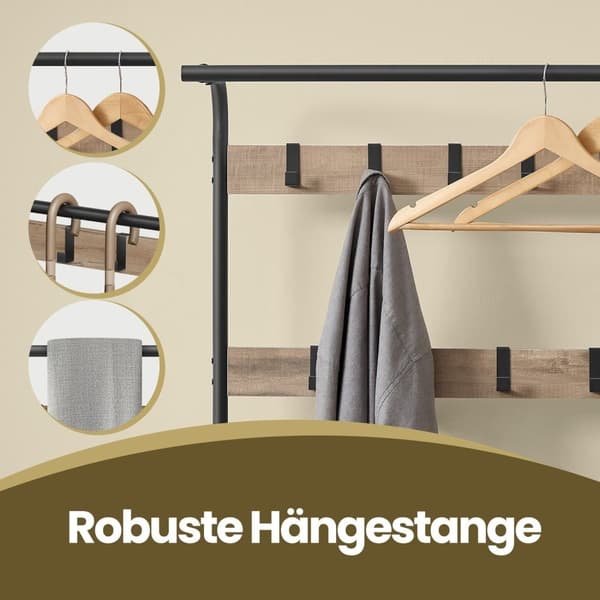 ROOTZ CLOAKLOOM STAND & SHOE BENCH - Garderobe Rack - Entryway Organizer - Rumbesparende design - 33,7 cm x 72 cm x 183 cm