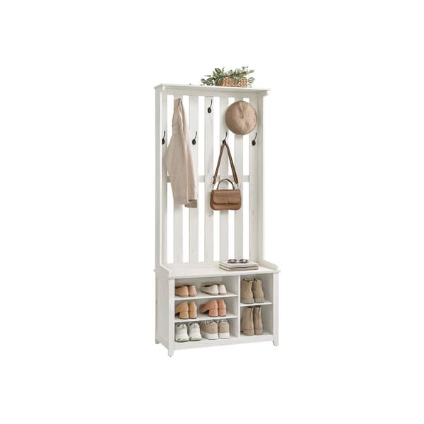 ROOTZ CLOAKLOOM STAND - HALLWAY ORGANSIERER - Entryway Storage - 7 Double Hooks - Vintage White - 35x81x180cm