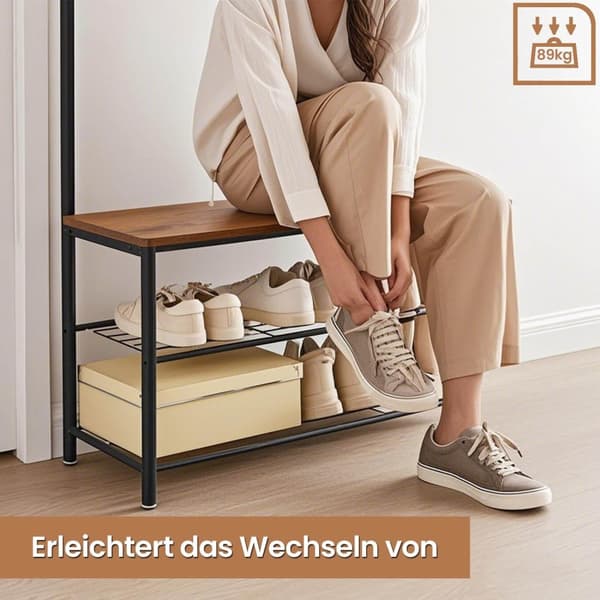 ROOTZ CLOKAKOOM STAND - Tøjstativ - Vintage Style - Robust Wooden & Steel Frame - 32 cm x 85 cm x 175 cm