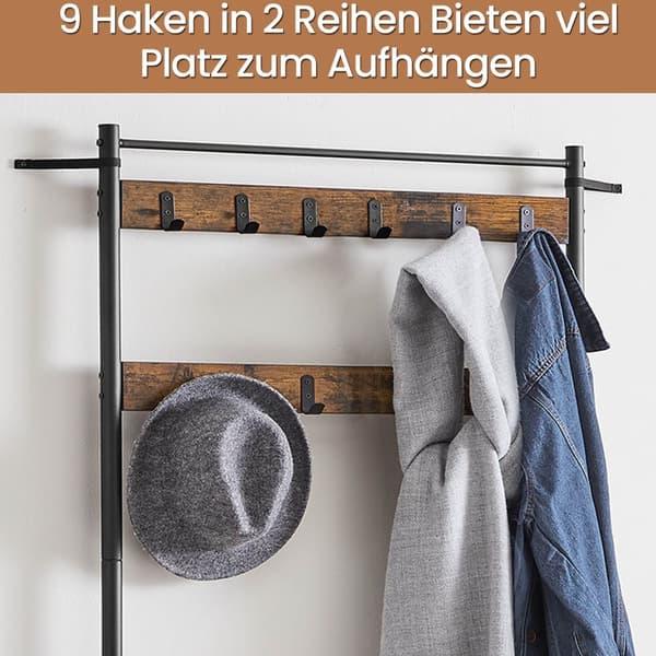 ROOTZ CLOKAKOOM STAND - Tøjstativ - Vintage Style - Robust Wooden & Steel Frame - 32 cm x 85 cm x 175 cm