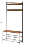Miniatyrbillede 1 af 6: ROOTZ CLOKAKOOM STAND - Tøjstativ - Vintage Style - Robust Wooden & Steel Frame - 32 cm x 85 cm x 175 cm