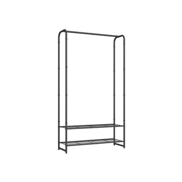 Rootz klädstativ med hyllor - plaggstativ - förvaringsenhet - stålkonstruktion - 29x73x158.4cm - Matt svart finish
