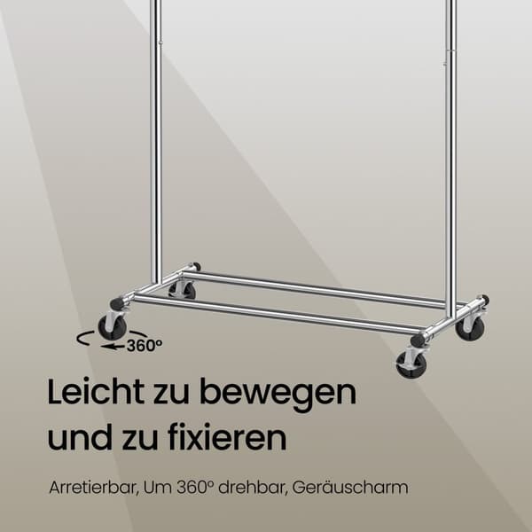 Rootz tøjstativ på hjul - Garderobe Stand - Pull -Out Clothes Rail - Rynkefri opbevaring - 92-132 cm x 160 cm x 45,4 cm