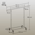 Miniatyrbillede 6 af 6: Rootz tøjstativ på hjul - Garderobe Stand - Pull -Out Clothes Rail - Rynkefri opbevaring - 92-132 cm x 160 cm x 45,4 cm
