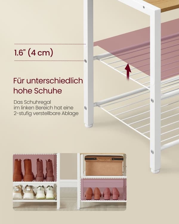 Rootz Cloadroom Stand With Shoe Bench - Garderobeopbevaring - Engangeway Organizer - Sturnet design - 40 cm x 120 cm x 190 cm