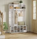 Miniatyrbild 2 av 6: Rootz Clothing Rack - Garderob Stand - plaggarrangör - White Finish - 40x130x200cm - Robust träflisbrädan och stålkonstruktion