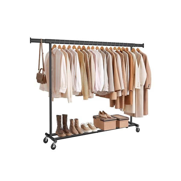 Rootz klädstativ på rullar - plaggarrangör - bärbar klädlagring - robust stål - justerbar 45 x (160-200) x 161,5 cm