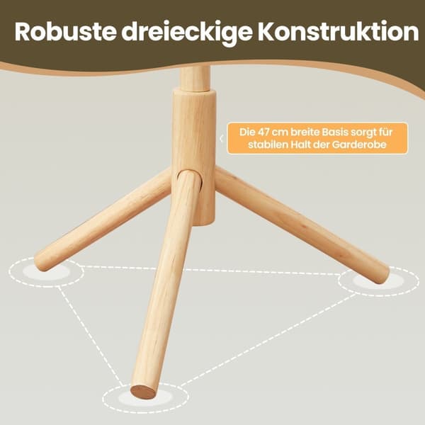 Rootz Fritstående massivt træ tøjstativ - Cloakroom Stand - Tree -Shape Garderobe - Stabil og holdbar - 47x47x175cm