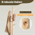 Miniatyrbillede 5 af 5: Rootz Fritstående massivt træ tøjstativ - Cloakroom Stand - Tree -Shape Garderobe - Stabil og holdbar - 47x47x175cm