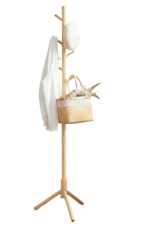Rootz Fritstående massivt træ tøjstativ - Cloakroom Stand - Tree -Shape Garderobe - Stabil og holdbar - 47x47x175cm