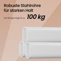 Miniatyrbillede 3 af 6: Rootz Heavy -Duty Clothing Rack - Garderobe Stand - Rollbar tøjskinne - Max Load 100 kg - Steel & Pp - 45x (92-132) X161.5cm - Hvid