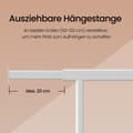 Miniatyrbillede 4 af 6: Rootz Heavy -Duty Clothing Rack - Garderobe Stand - Rollbar tøjskinne - Max Load 100 kg - Steel & Pp - 45x (92-132) X161.5cm - Hvid
