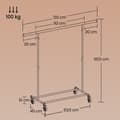 Miniatyrbillede 6 af 6: Rootz Heavy -Duty Clothing Rack - Garderobe Stand - Rollbar tøjskinne - Max Load 100 kg - Steel & Pp - 45x (92-132) X161.5cm - Hvid