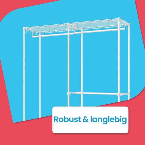 Rootz Open Metal Garderobe - Tøjstativ - Beklædningsarrangør - Robust stålramme - 40 x 175 x 180 cm