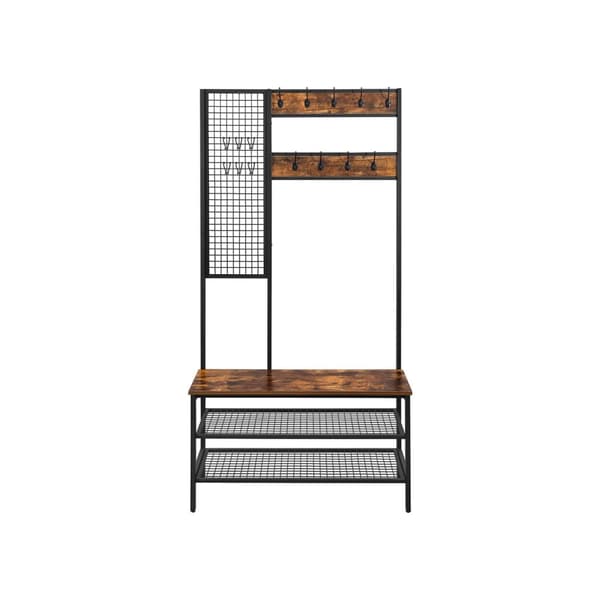 Rootz stor garderobsstativ med bänk - garderobstativ - trä spånskiva - robust förvaring - 97,7 cm x 40 cm x 185 cm