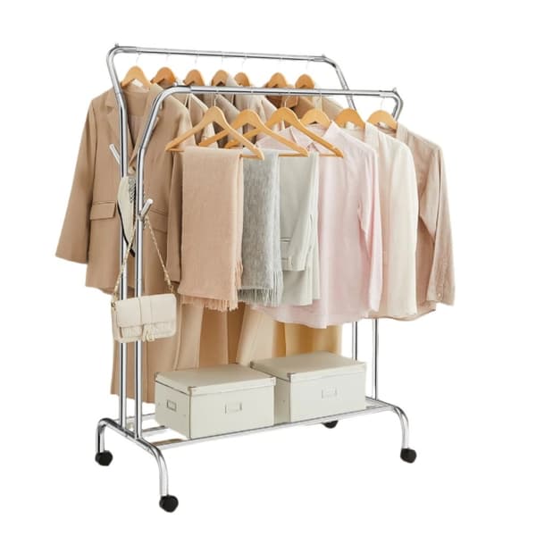 Rootz bærbart tøjstativ på ruller - tøjstænger - Cloakroom Rod - Høj belastningskapacitet - 52,5 x 103,5 x 155 cm