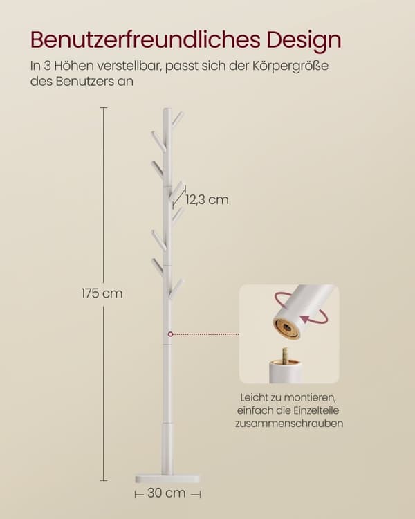ROTZ RUBBER TRÄGG TILL - CAPPUCCINO DYE - GARDROBE STAND - SLUTLIGT HANGER - 30x30x175 cm
