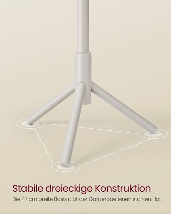 Rootz Solid Wood Coat Rack - Hvid, robust bøjle Stand - Holdbar og stilfuld - 47 x 47 x 175 cm