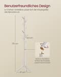 Miniatyrbillede 5 af 5: Rootz Solid Wood Coat Rack - Hvid, robust bøjle Stand - Holdbar og stilfuld - 47 x 47 x 175 cm
