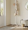 Miniatyrbillede 2 af 5: Rootz Solid Wood Coat Rack - Hvid, robust bøjle Stand - Holdbar og stilfuld - 47 x 47 x 175 cm