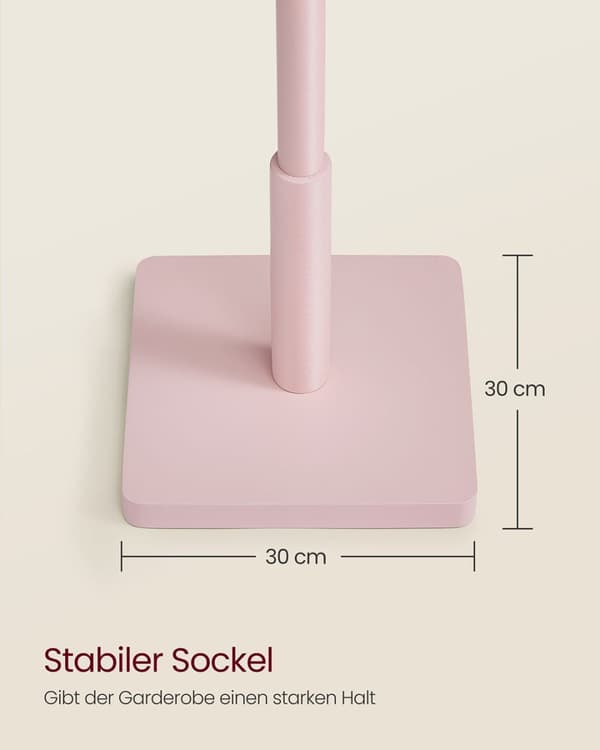 Rootz Solid Wood Clothing Rack - Coat Stand - 8 Hook Organizer - Space Saving Design - 30x30x175cm - Pastellrosa