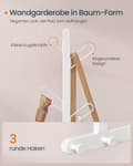 Miniatyrbillede 3 af 6: Rootz Tree Wall Garderobe - Coat Rack - Hook Organizer - 7 Hooks - Pearl White Steel - 13 cm x 19 cm x 41 cm