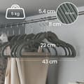 Miniatyrbillede 2 af 6: Rootz Velvet Wing Bar Hanger Set - Tøjarrangør - skridsikre bøjler - Rumbesparende - 43 cm x 0,6 cm x 22 cm - Grå