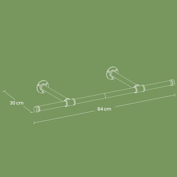 Rootz Wall Mounted Clothing Rail - Klädstativ - Industriell design - Spacebesparing - 30 x 84 x 7 cm