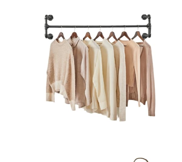 Rootz Wall Garderob Clothes Rail - Hanging Bar - Iron Rod - Space Saving Organization - 110 cm x 30 cm x 29,3 cm