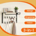 Miniatyrbillede 3 af 5: Rootz Wall Garderobe - Væghylde - Opbevaringshylde - 10 Aftagelige kroge - Maksimerer plads - 30 cm x 65 cm x 42 cm