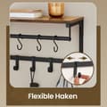 Miniatyrbillede 3 af 5: Rootz Wall Garderobe - Garderobe - Vægmonteret arrangør - 8 Hooks & Shelf - Rumbesparelse - 40 x 24 x 24 cm - Brun -sort